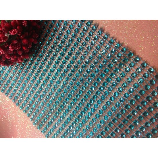 Полотно имитация страз 12см (цв.морской), цена за 0,5 м